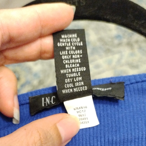 INC International Concepts Dark Royal Blue 3/4 Sleeve Top - Picture 10 of 10